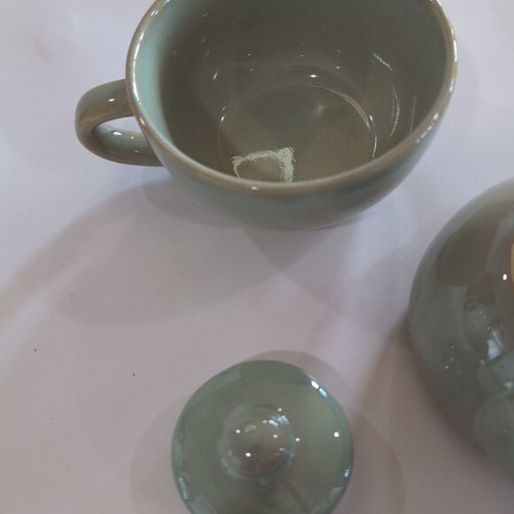 PIER 1 Imports "Tea for One" Stoneware Pottery Teapot & Cup/Mug Stackable - Picture 5 of 6